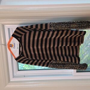 Mystree Chenille Sweater W/ Burnout Velvet Sleeve M